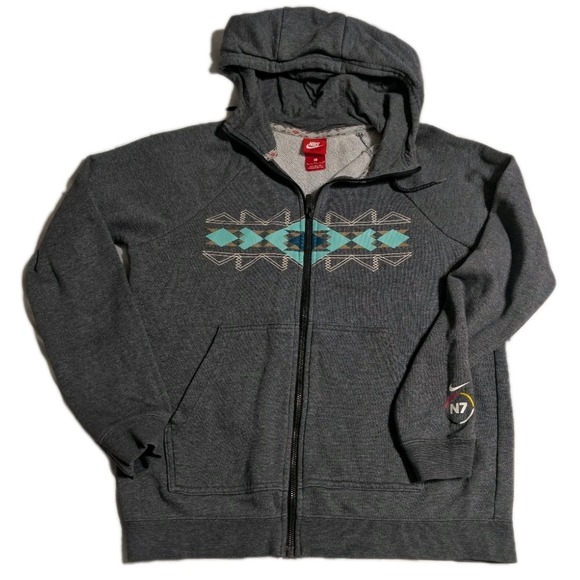 Nike Tops - Nike N7 Full Zip Hoodie Small Gray Native Aztec Graphic Sweatshirt Womens